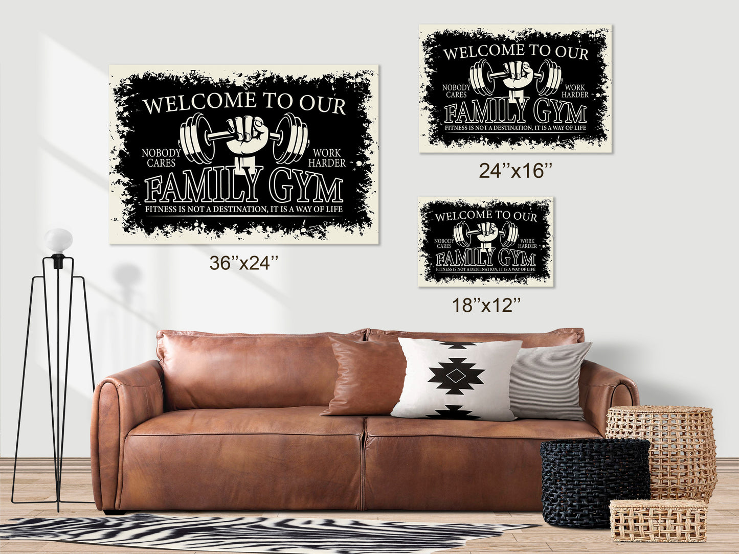 Welcome To Our Family Gym | Canvas Wall Art | Full Gallery Wrapped