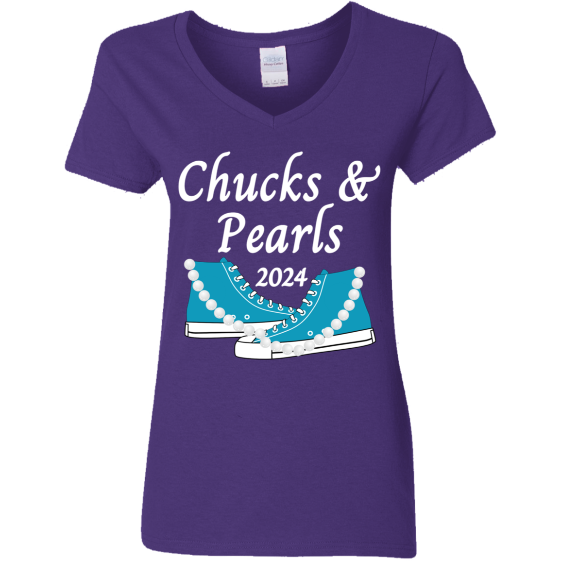 Chucks & Pearls T-shirt | Ladies V-Neck