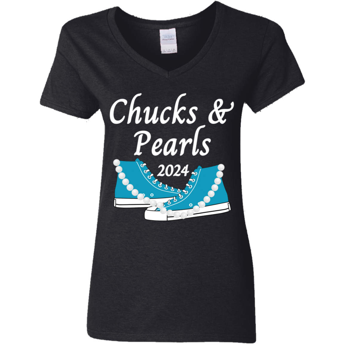 Chucks & Pearls T-shirt | Ladies V-Neck