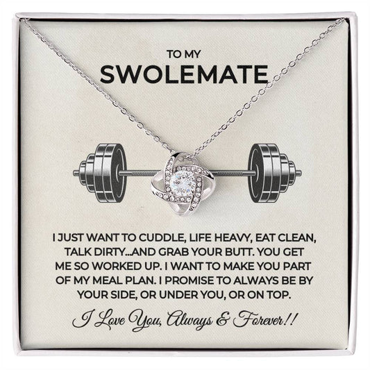 To My Swolemate Love Knot Necklace | Weightlifting Girlfriend | Fitness Wife Gift | Workout Partner