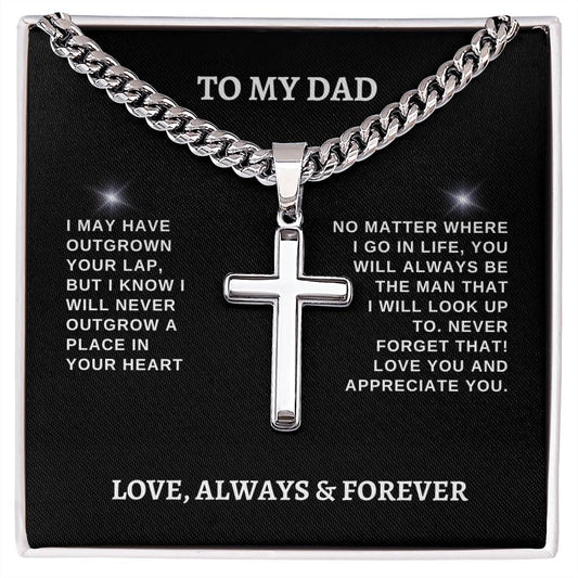 To My Dad Cross Necklace | Cuban Link Chain | Artisan Cross