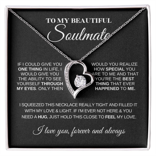 To My Beautiful Soulmate | Forever & Always | Forever Love Necklace | Black Background